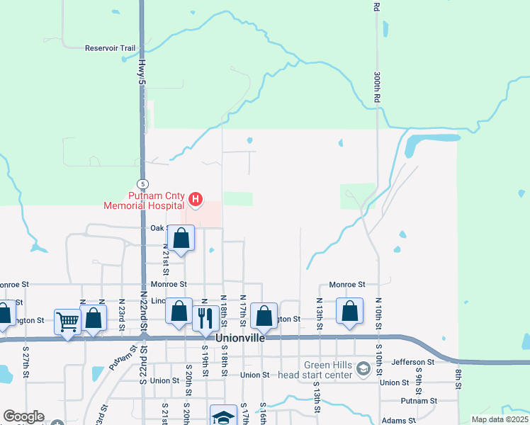 map of restaurants, bars, coffee shops, grocery stores, and more near 320 North 16th Street in Unionville