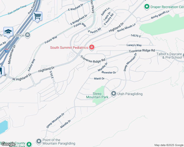 map of restaurants, bars, coffee shops, grocery stores, and more near 306 East Manilla Drive in Draper