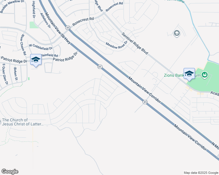 map of restaurants, bars, coffee shops, grocery stores, and more near 14817 Garrison Ln in Herriman