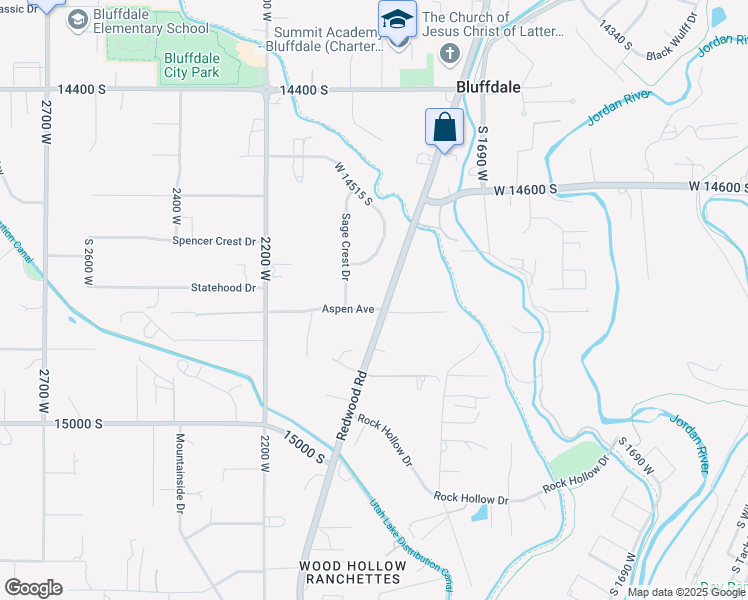 map of restaurants, bars, coffee shops, grocery stores, and more near 2008 Aspen Avenue in Bluffdale