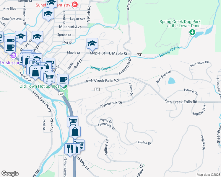 map of restaurants, bars, coffee shops, grocery stores, and more near 362 Cherry Drive in Steamboat Springs
