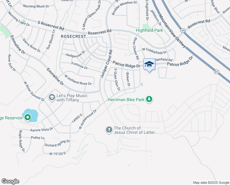 map of restaurants, bars, coffee shops, grocery stores, and more near 14743 Tangle Hill Road in Herriman
