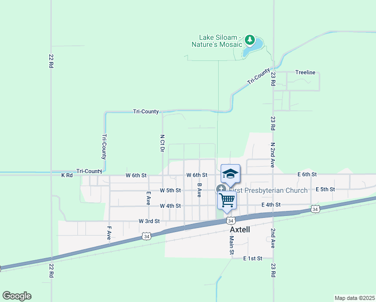 map of restaurants, bars, coffee shops, grocery stores, and more near 609 North C Avenue in Axtell