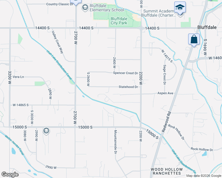 map of restaurants, bars, coffee shops, grocery stores, and more near 2431 Statehood Drive in Riverton