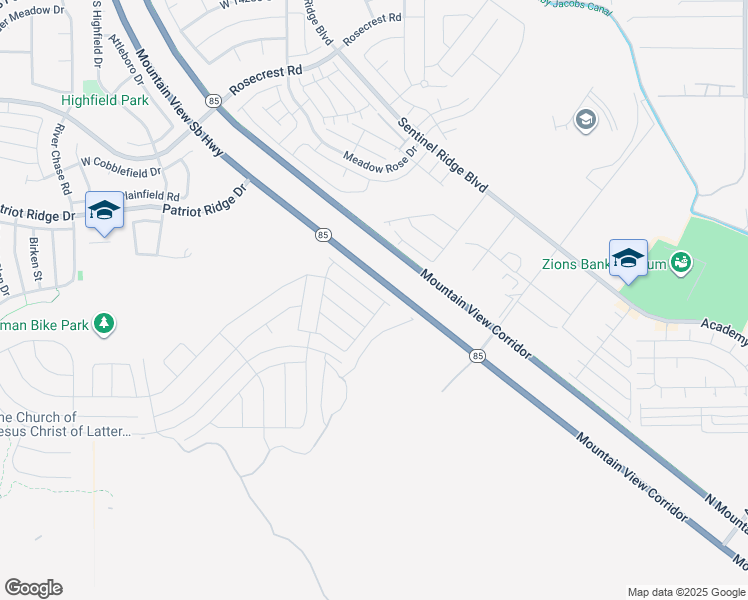 map of restaurants, bars, coffee shops, grocery stores, and more near 4357 West Hemsley Lane in Bluffdale