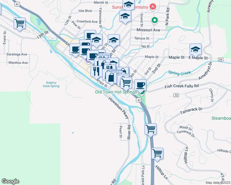 map of restaurants, bars, coffee shops, grocery stores, and more near 425 Lincoln Avenue in Steamboat Springs