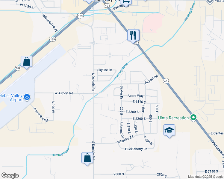 map of restaurants, bars, coffee shops, grocery stores, and more near 125 Airport Road in Heber City
