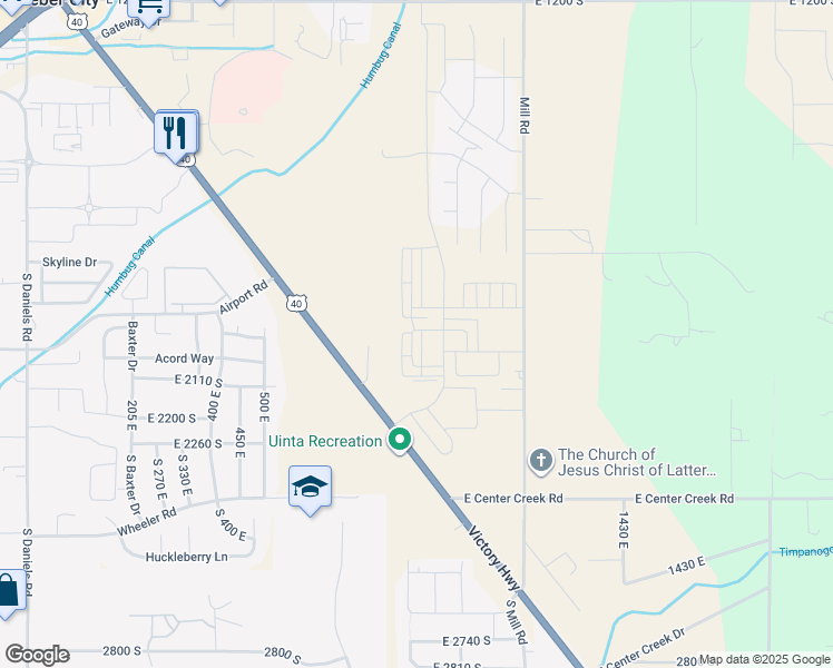 map of restaurants, bars, coffee shops, grocery stores, and more near 956 East 1930 South in Heber City