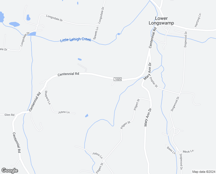map of restaurants, bars, coffee shops, grocery stores, and more near 155 Centennial Road in Mertztown