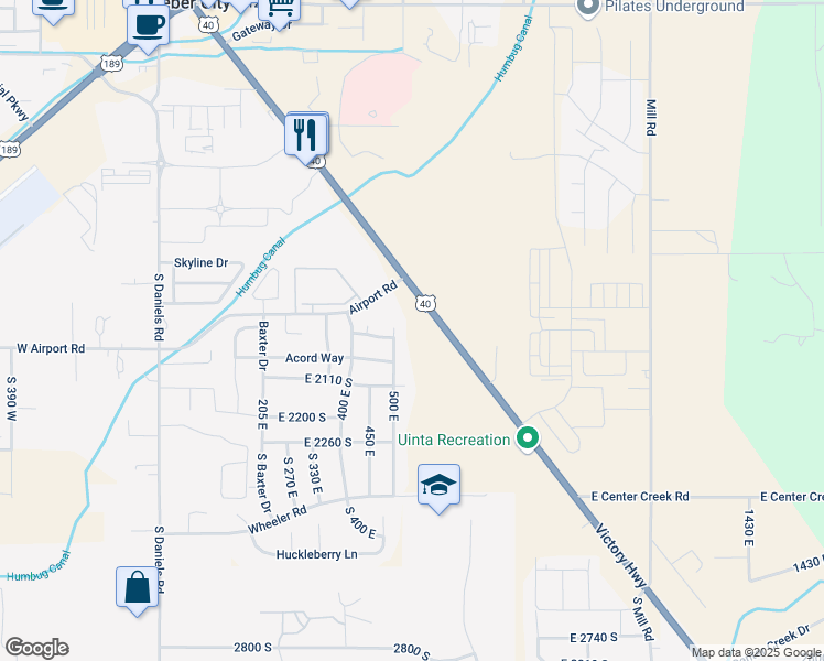map of restaurants, bars, coffee shops, grocery stores, and more near 1922 U.S. Highway 40 in Heber City