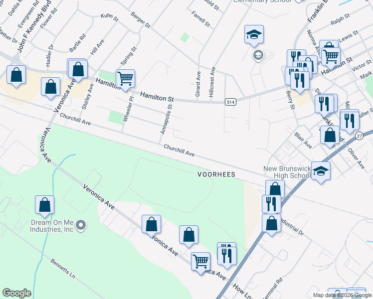 map of restaurants, bars, coffee shops, grocery stores, and more near 15 Colgate Court in Franklin Township