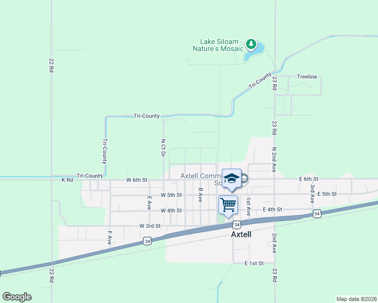 map of restaurants, bars, coffee shops, grocery stores, and more near 609 North C Avenue in Axtell