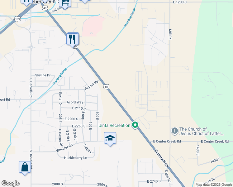 map of restaurants, bars, coffee shops, grocery stores, and more near 2045 U.S. 40 in Heber City