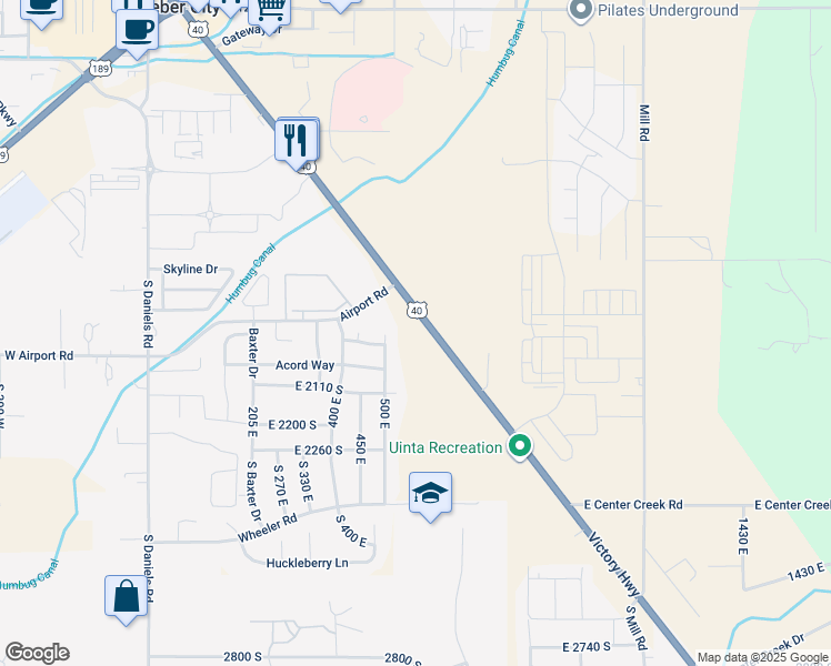 map of restaurants, bars, coffee shops, grocery stores, and more near 1922 U.S. 40 in Heber City