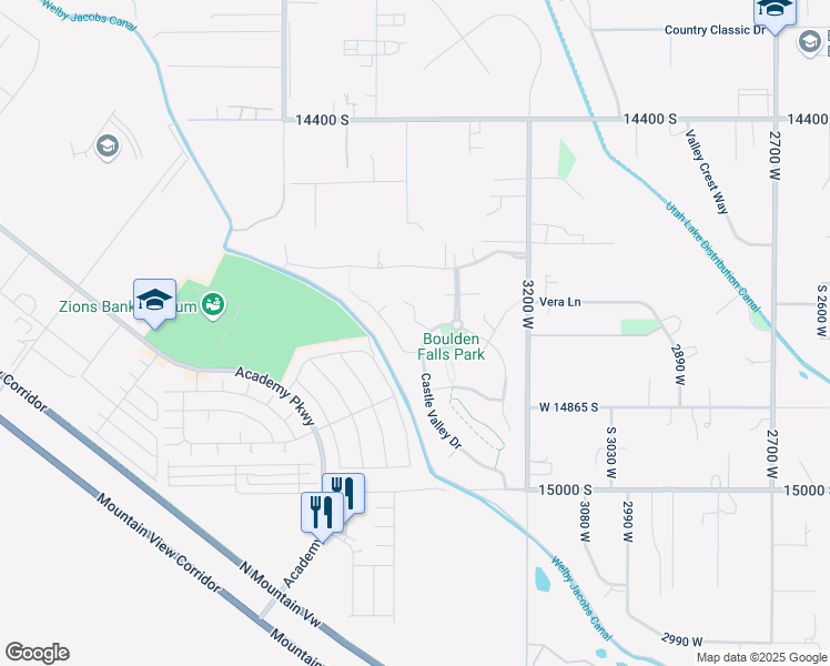map of restaurants, bars, coffee shops, grocery stores, and more near 14738 South Current Creek Circle in Bluffdale