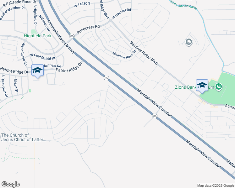 map of restaurants, bars, coffee shops, grocery stores, and more near 4314 West Hemsley Lane in Herriman