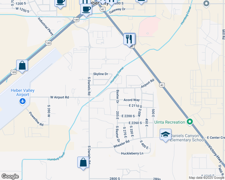 map of restaurants, bars, coffee shops, grocery stores, and more near 175 West 1985 South in Heber City