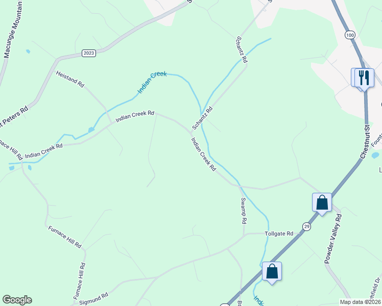 map of restaurants, bars, coffee shops, grocery stores, and more near 6124 Indian Creek Road in Zionsville