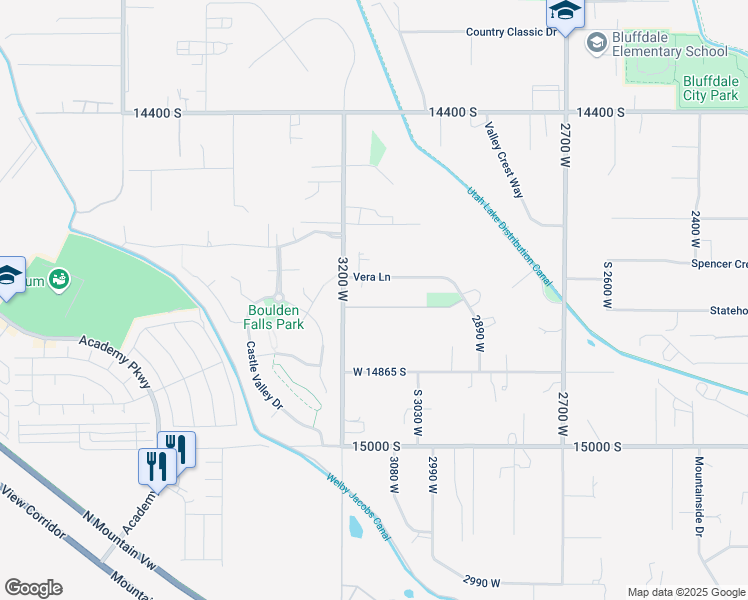 map of restaurants, bars, coffee shops, grocery stores, and more near 3140 W 14750 S in Bluffdale