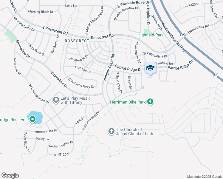 map of restaurants, bars, coffee shops, grocery stores, and more near 14738 Tangle Hill Road in Herriman