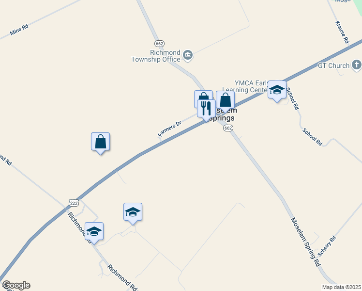 map of restaurants, bars, coffee shops, grocery stores, and more near 14190 Kutztown Road in Fleetwood