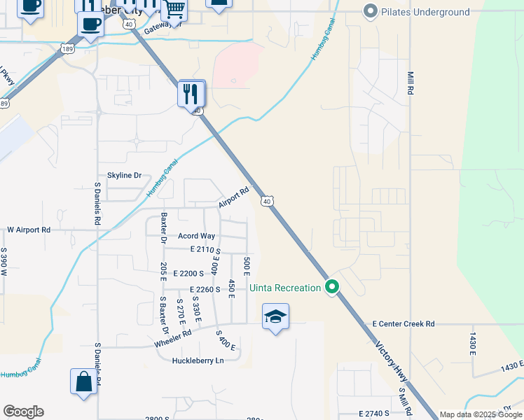 map of restaurants, bars, coffee shops, grocery stores, and more near 1922 U.S. 40 in Heber City