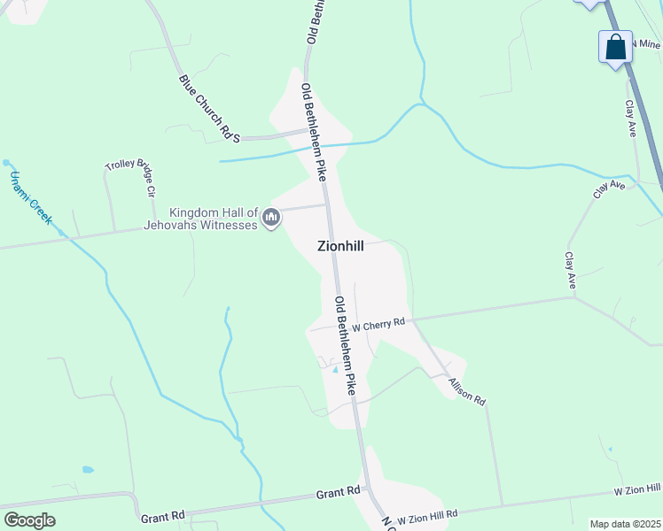 map of restaurants, bars, coffee shops, grocery stores, and more near 2986 Old Bethlehem Pike in Zionhill