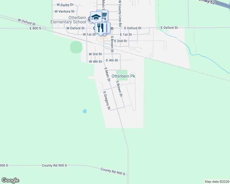 map of restaurants, bars, coffee shops, grocery stores, and more near 607 South Main Street in Otterbein