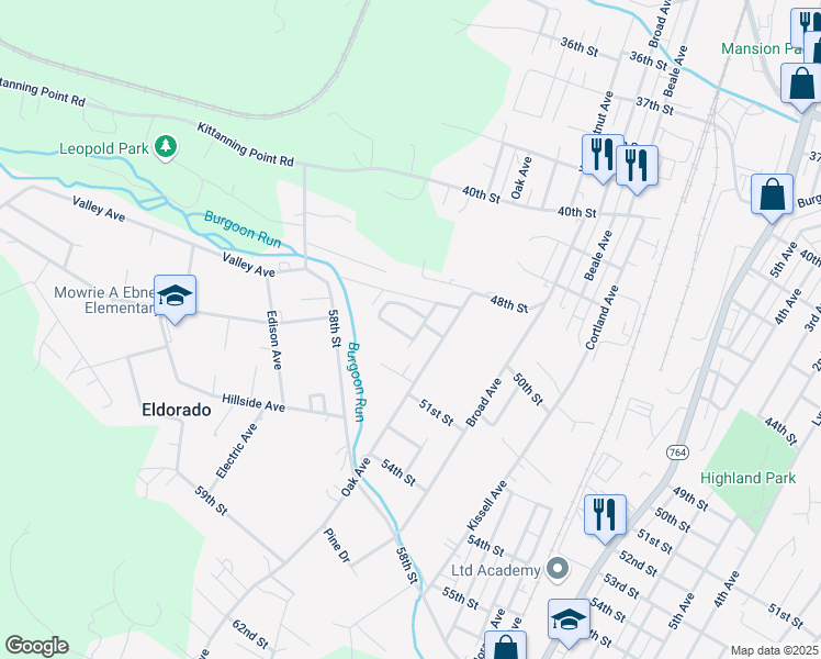 map of restaurants, bars, coffee shops, grocery stores, and more near 66 Horseshoe Drive in Altoona