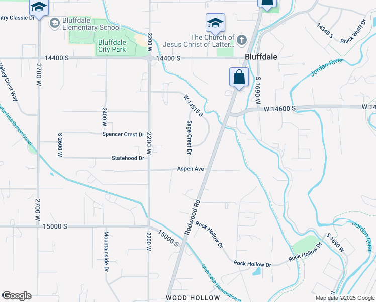 map of restaurants, bars, coffee shops, grocery stores, and more near 14744 Sage Crest Drive in Riverton