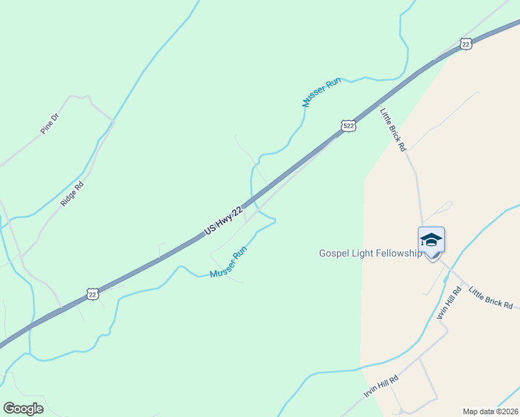 map of restaurants, bars, coffee shops, grocery stores, and more near 76 Old Bridge Road in McVeytown