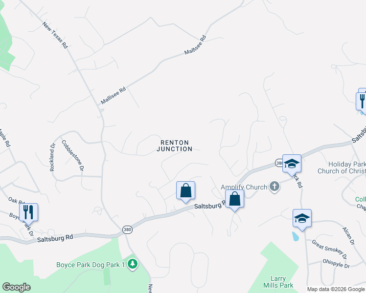map of restaurants, bars, coffee shops, grocery stores, and more near 259 Red Oak Dr in Pittsburgh