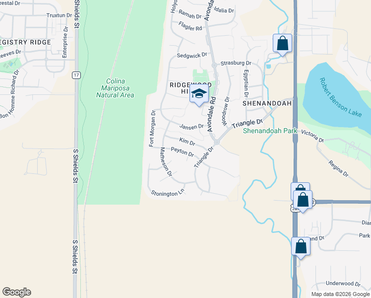 map of restaurants, bars, coffee shops, grocery stores, and more near 544 Peyton Drive in Fort Collins
