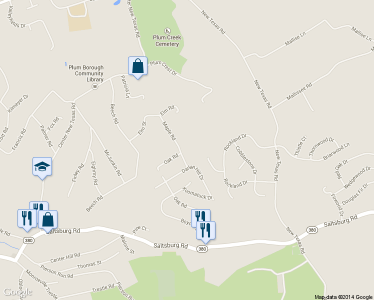 map of restaurants, bars, coffee shops, grocery stores, and more near 365 Maple Rd in Pittsburgh