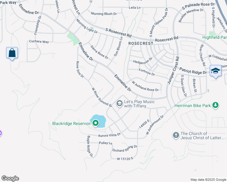 map of restaurants, bars, coffee shops, grocery stores, and more near 14723 South Evening Side Drive in Herriman