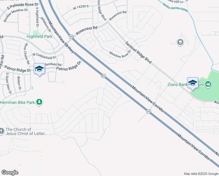 map of restaurants, bars, coffee shops, grocery stores, and more near 4357 West Hemsley Lane in Bluffdale
