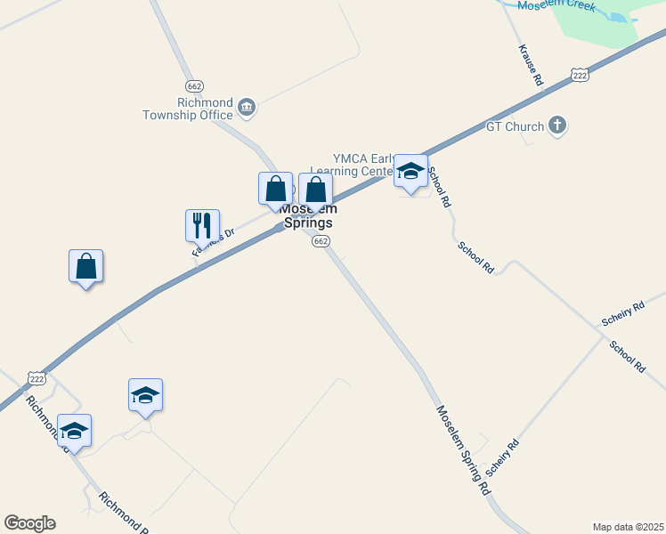 map of restaurants, bars, coffee shops, grocery stores, and more near 2334 Moselem Spring Road in Fleetwood