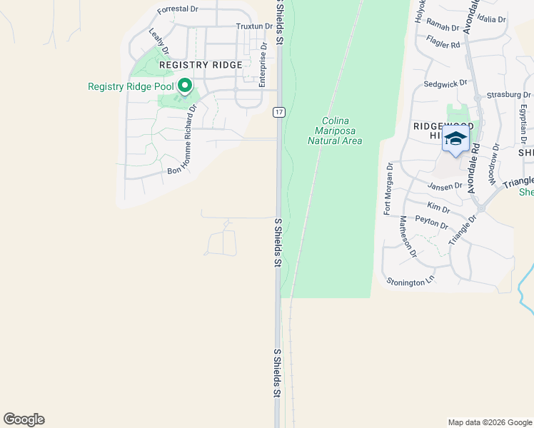 map of restaurants, bars, coffee shops, grocery stores, and more near 7315 South Shields Street in Fort Collins
