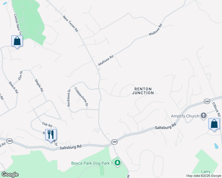 map of restaurants, bars, coffee shops, grocery stores, and more near 1726 Briarwood Lane in Pittsburgh