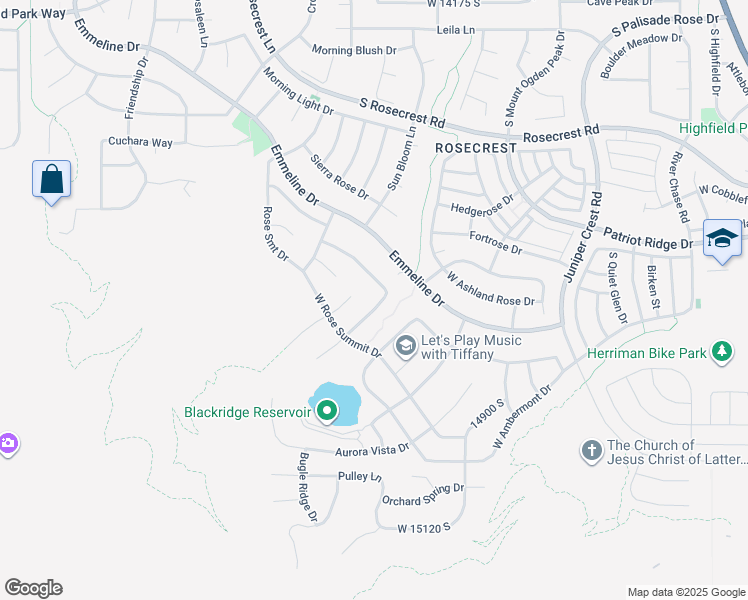 map of restaurants, bars, coffee shops, grocery stores, and more near 14723 South Evening Side Drive in Herriman