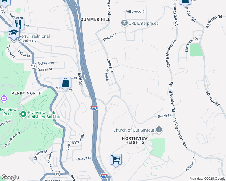 map of restaurants, bars, coffee shops, grocery stores, and more near 224 Ames Street in Pittsburgh