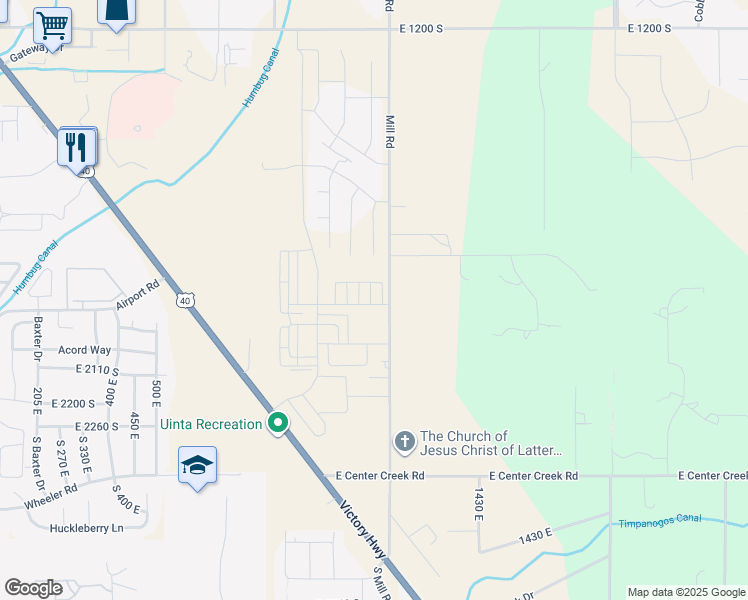 map of restaurants, bars, coffee shops, grocery stores, and more near 1917 South 1160 East in Heber City