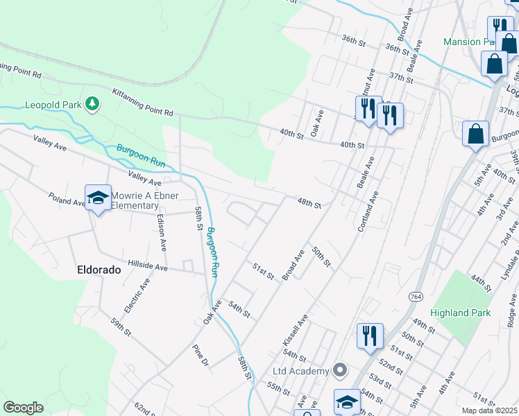 map of restaurants, bars, coffee shops, grocery stores, and more near 66 Horseshoe Drive in Altoona