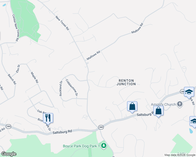 map of restaurants, bars, coffee shops, grocery stores, and more near 1726 Briarwood Lane in Pittsburgh