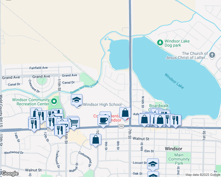map of restaurants, bars, coffee shops, grocery stores, and more near 819 Durum Street in Windsor