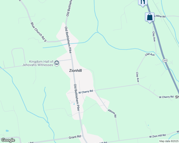 map of restaurants, bars, coffee shops, grocery stores, and more near 2982 Allison Road in Coopersburg
