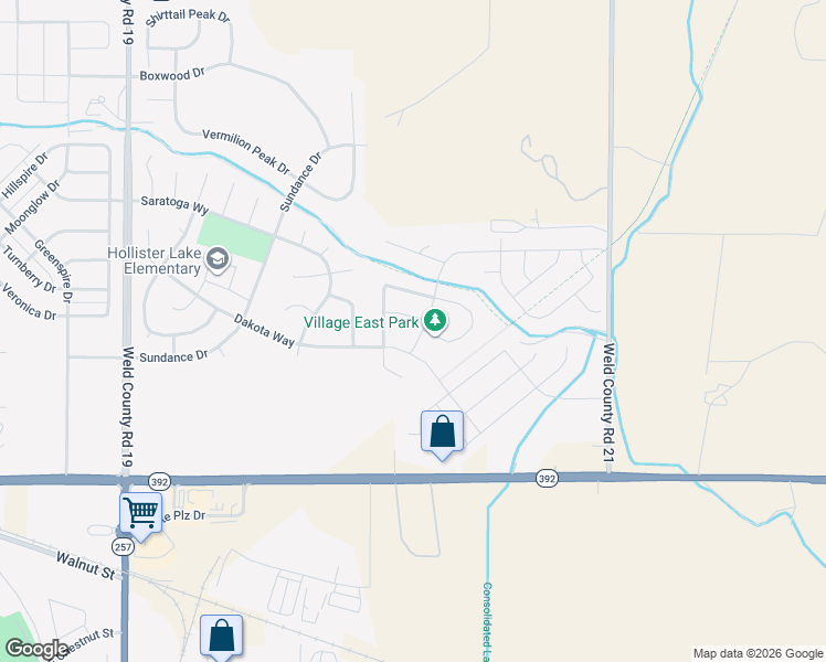 map of restaurants, bars, coffee shops, grocery stores, and more near 726 Dakota Way in Windsor