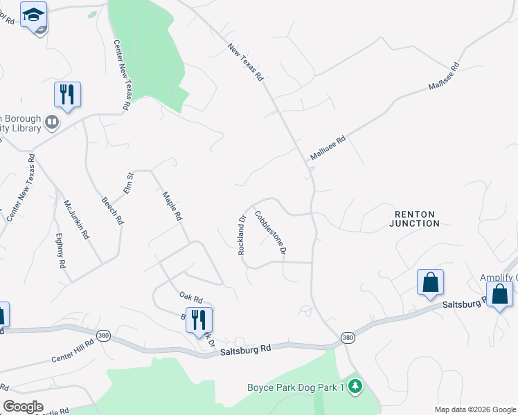 map of restaurants, bars, coffee shops, grocery stores, and more near 120 Cobblestone Drive in Pittsburgh