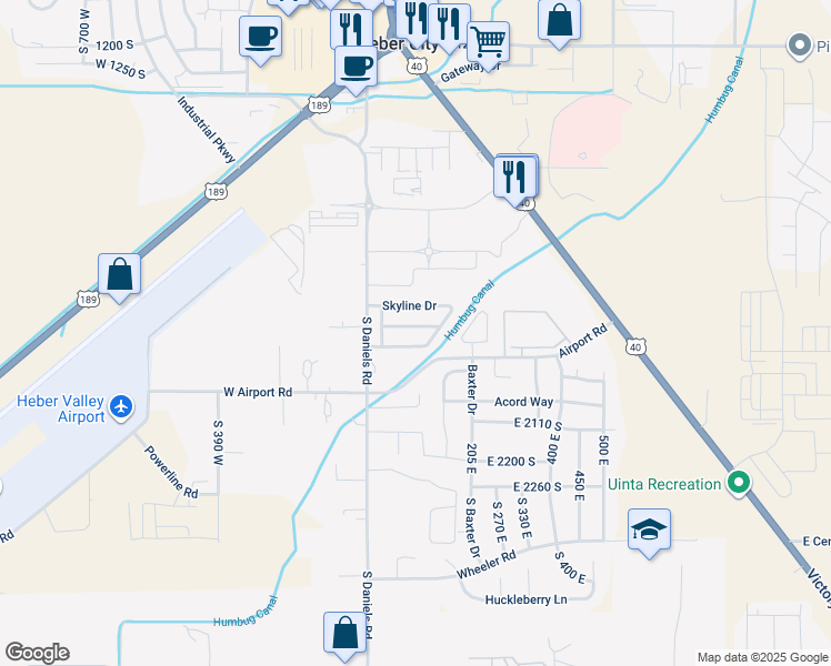 map of restaurants, bars, coffee shops, grocery stores, and more near 74 Horizon Avenue in Heber City