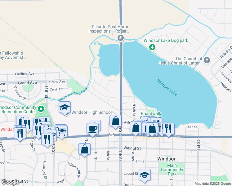 map of restaurants, bars, coffee shops, grocery stores, and more near 372 Buffalo Drive in Windsor